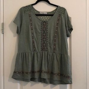 Cute Green Embroidered Blouse